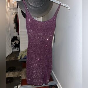 Beautiful purple glitter homecoming dress